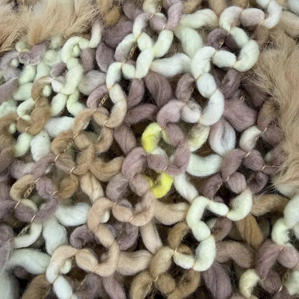 Pelle Nova Di Riviera Fur Fringe Knit Scarf Brown Tan Women's 75